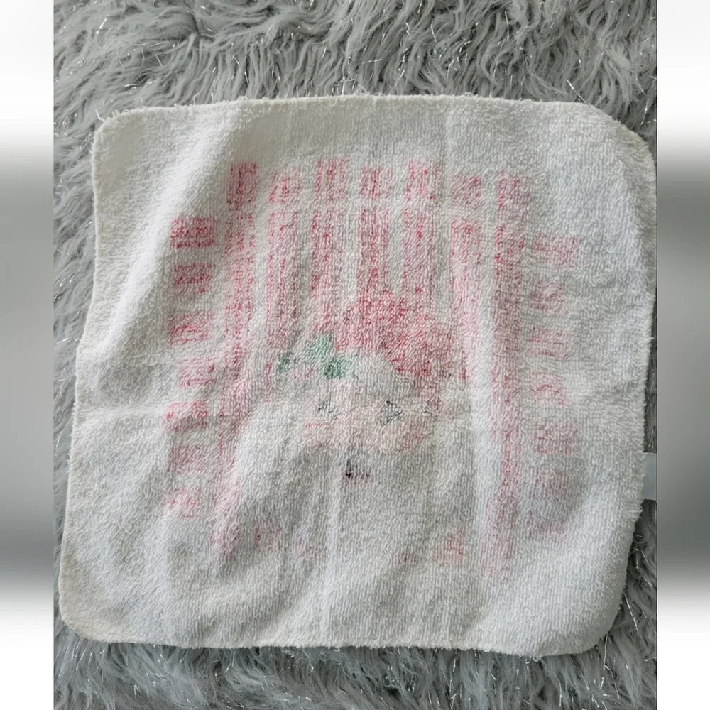 Vintage R.A. Briggs Christmas Bath Hand Towels Set 3 Santa Face Striped Fringe